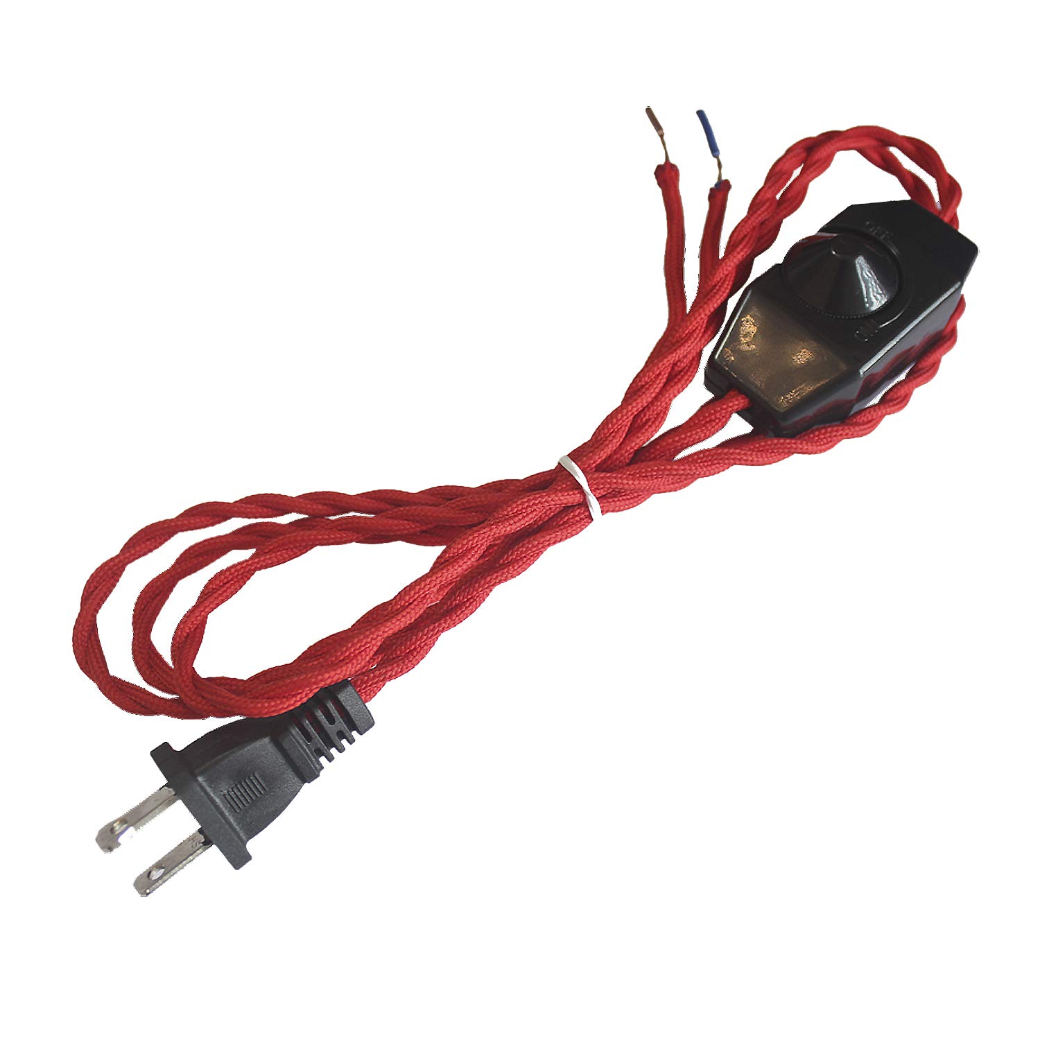 Best Deal Product SKIVTGLAMP 8.2' Braided Wire with Dimmer Weave Rope for DIY Retro Style Replacement Open Wires Dimmable Switch Plug-in Cord（Red）