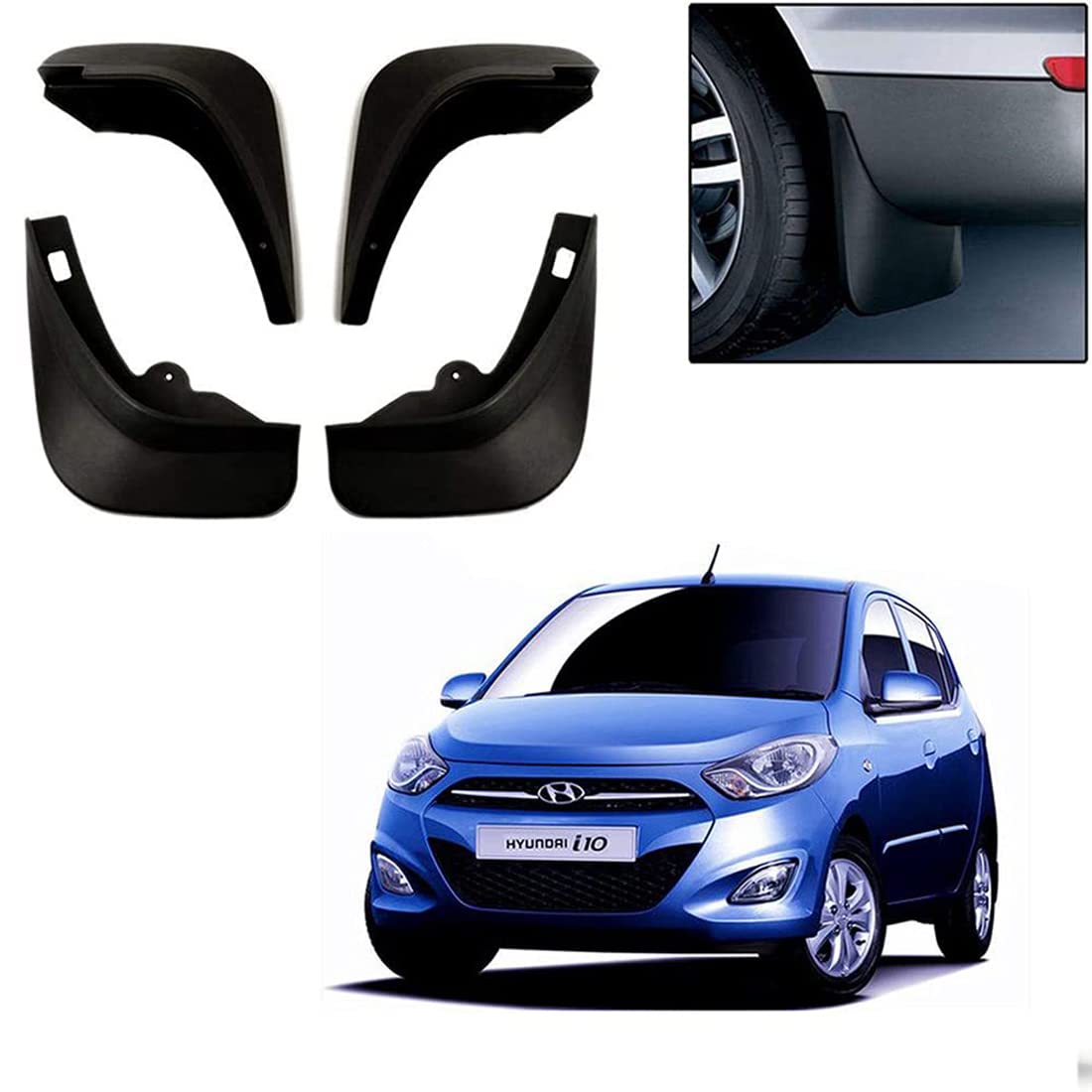GS Grow n Shine O.E Type Custom Front and Rear Mud Flap Guard Set for -Hyundai I-10 T2 (Set of 4pcs)