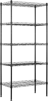BestOffice | 5-Tier Wire Shelf | 21.5" x 11.6" x 47.6" | Black