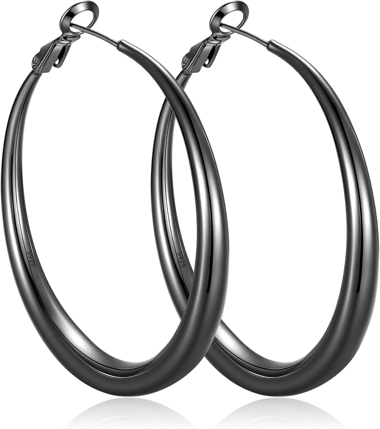 EXGOX Sterling Silver Hoop Earrings - Hypoallergenic, Lightweight, Chunky, 14K Real Gold Plated, Big Large Hoops for Women