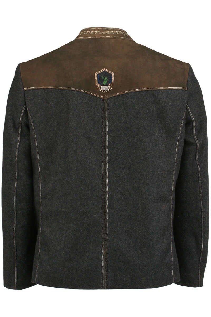 Spieth & Wensky Herren Trachten Jacke Loden/Leder anthrazit 'Samuel', anthrazit, 48