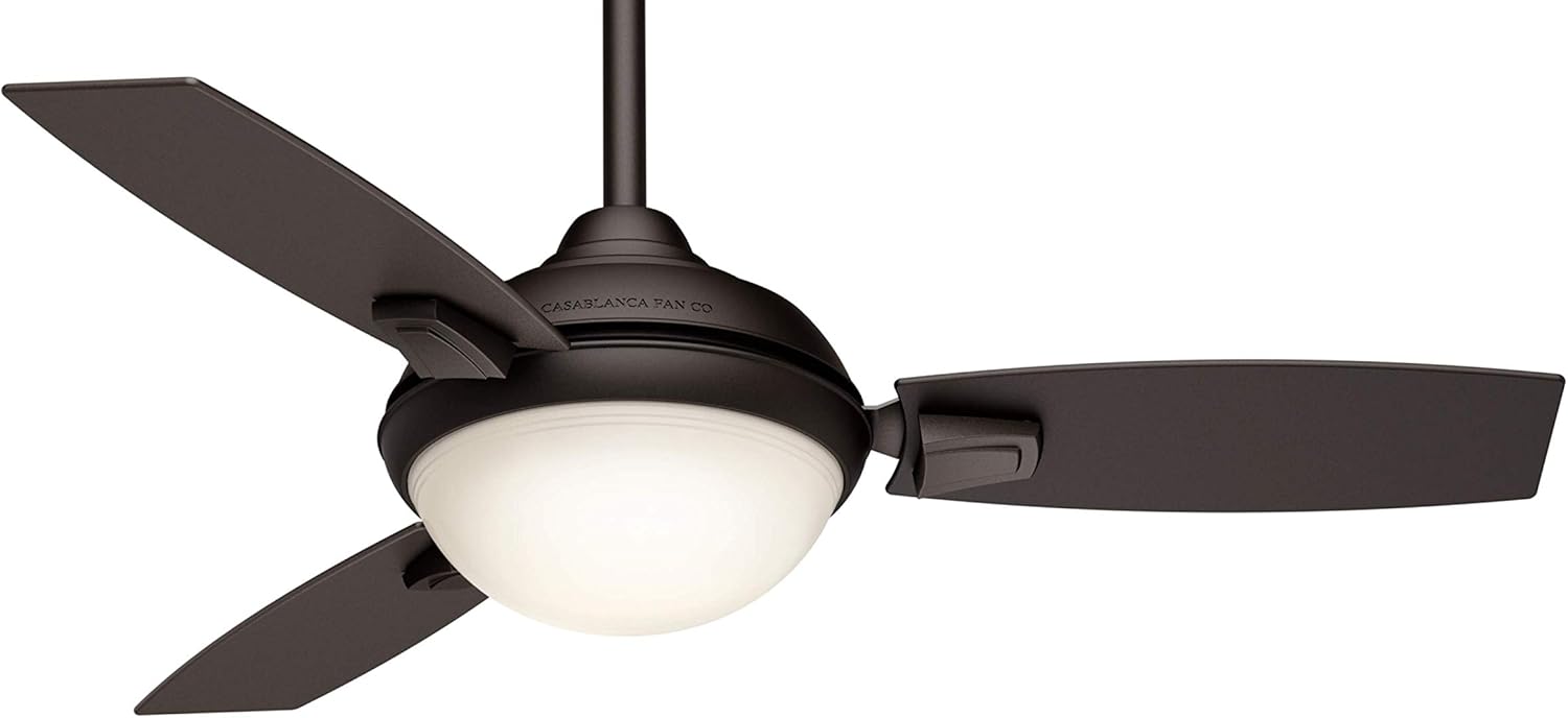 Casablanca 44 inch Outdoor or Indoor Ceiling Fan with LED Light and Remote Control - Bronze Ceiling Fan, Standard Mount, 3 Blades, For Patio, Porch, Garage, or Living Room - Verse 59154, Maiden Bronze