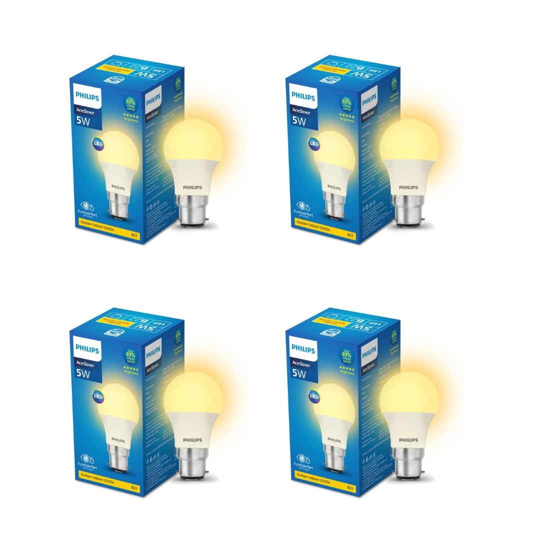 PHILIPS 5-watt LED Bulb | AceSaver LED Bulb | Base: B22 Light Bulb for Home | Warm White, Pack of 4 (B0C8NP97KV) Amazon Price History, Amazon Price Tracker
