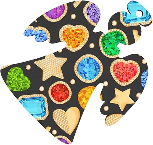 Miniatura 2 de Jewelry Gemstones Gold Fashion Christmas Wooden Ornaments6 Pcs Xmas Wood Angel Shape Ornaments Xmas Tree Hanging Farmhouse Ornaments for Christmas