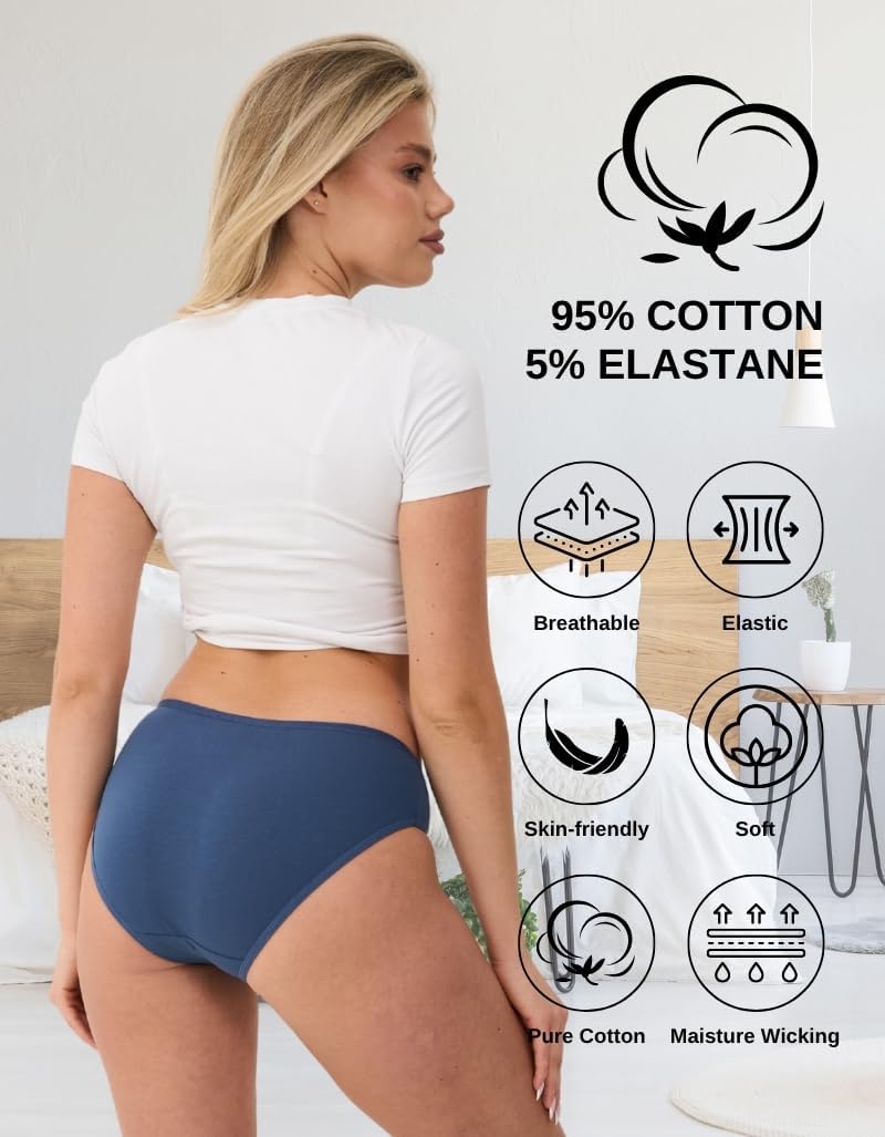 Cotton Mid-Rise Women’s Knickers, Multipack, Comfortable, Breathable S.3XL image 4
