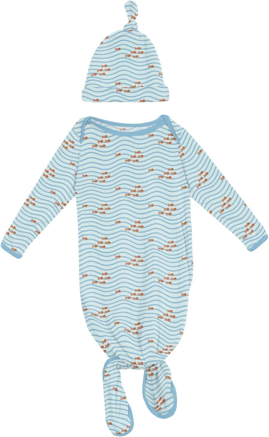 KicKee Print Layette Gown & Hat Set, Adorable Print Set for Preemie to Six Months, Soft Viscose Baby Clothes