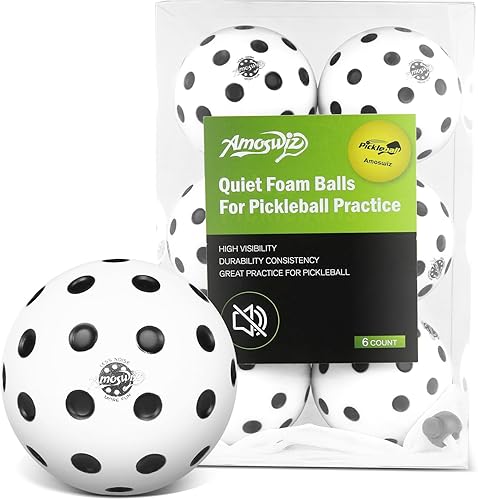 Pelotas de pickleball silenciosas, paquete de 6 bolas de pickleball de espuma silenciosas para práctica de pickleball en interiores y exteriores,