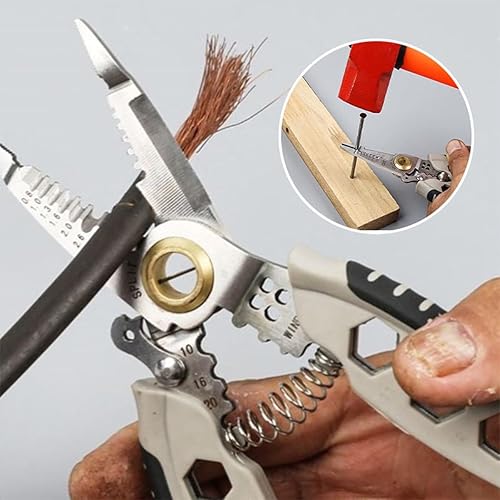 Miniatura 2 de Herramienta pelacables, pelacables para electricistas, pelacables multiusos de 7 pulgadas, alicates eléctricos, herramienta profesional para pelar