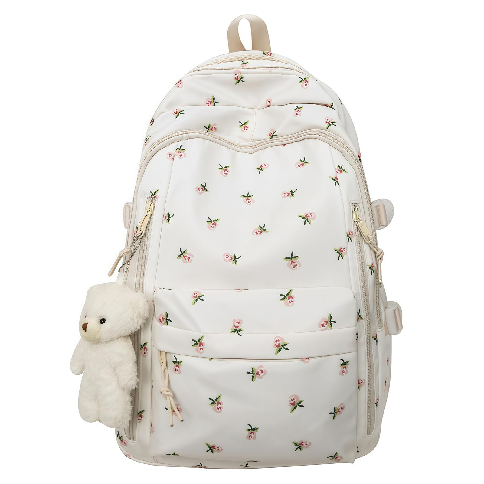 Jeeeun Unisex Kids Rose Cherry Backpack For Girls - Coquette Backpacks, Cute Kawaii Backpack With Cherry Pattern For Middle & High School (Rose)
