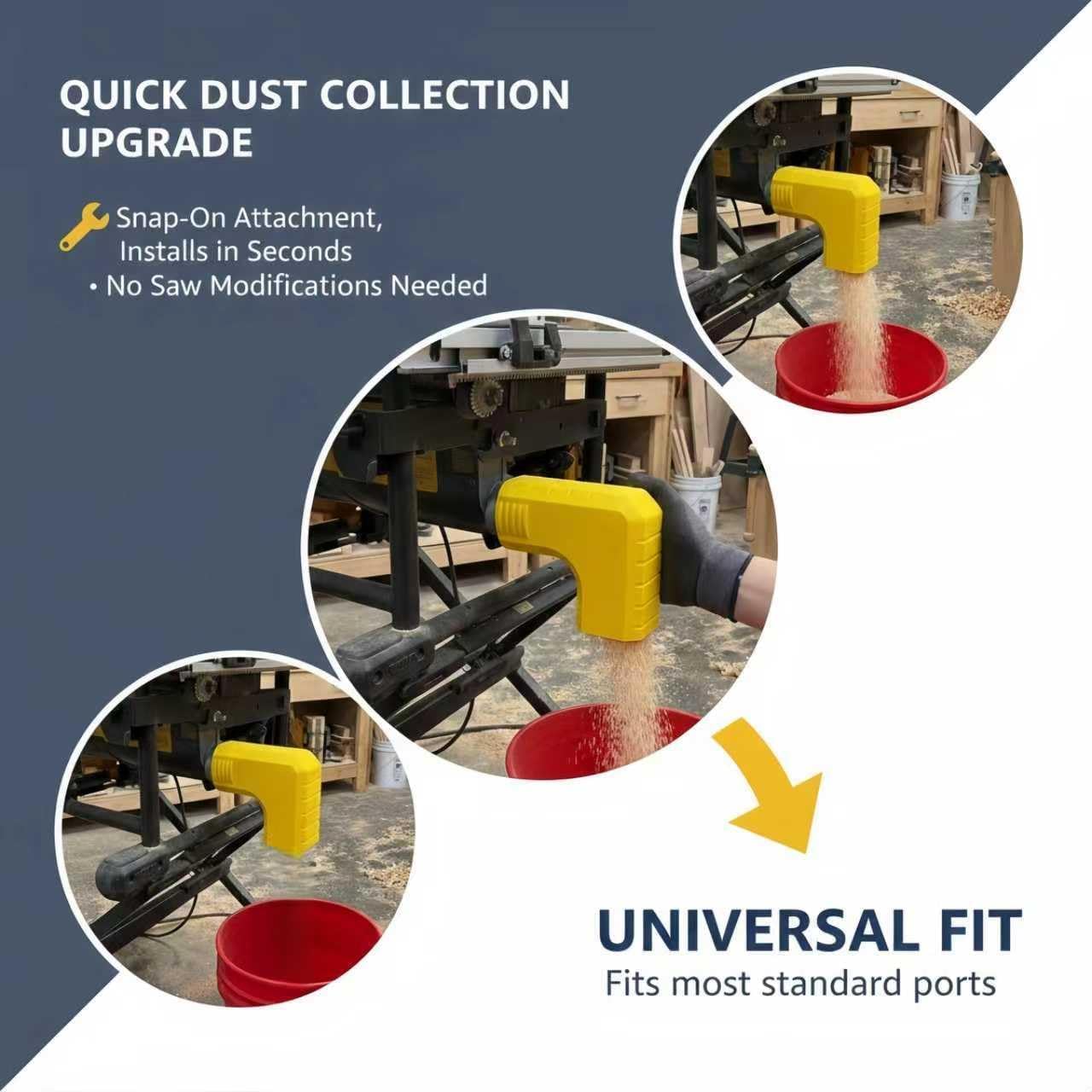Dust Collection Adapter Compatible with DeWALT DWE7485 Table Saw, High-Efficiency Vacuum Port Connector with Snap-On Hook, Tool-Free Sawdust Extractor Attachment for Clean Workshop