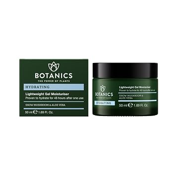 Botanics Lightweight & Hydrating Face Moisturizer for Women & Men - Gel Facial Moisturizer for Dry Skin - Enriched with Snow Mushroom & Aloe Vera - Vegan & Cruelty-Free 48-Hour Hydration 1.69 Fl Oz