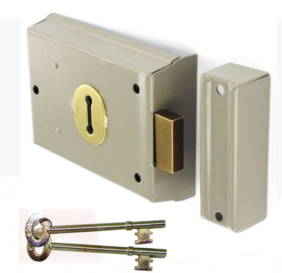 Excel Hardware Grey Rim Deadlock With 2 Keys 100Mm X 75Mm