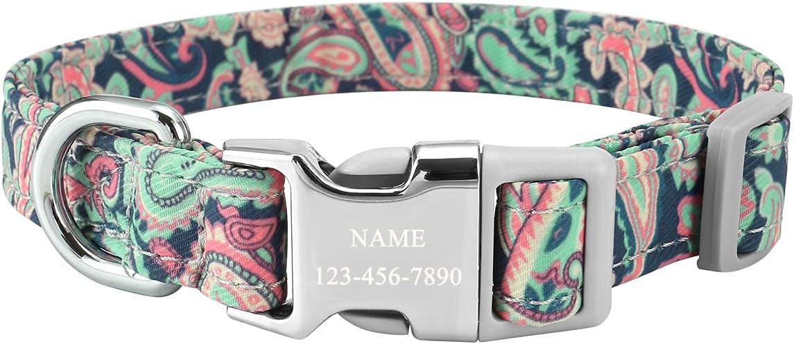 Filhome Bohemian Customized Personalized Dog Collar Adjustable Personalized Buckle Design with Name Phone Number Engraved Dog Puppies…