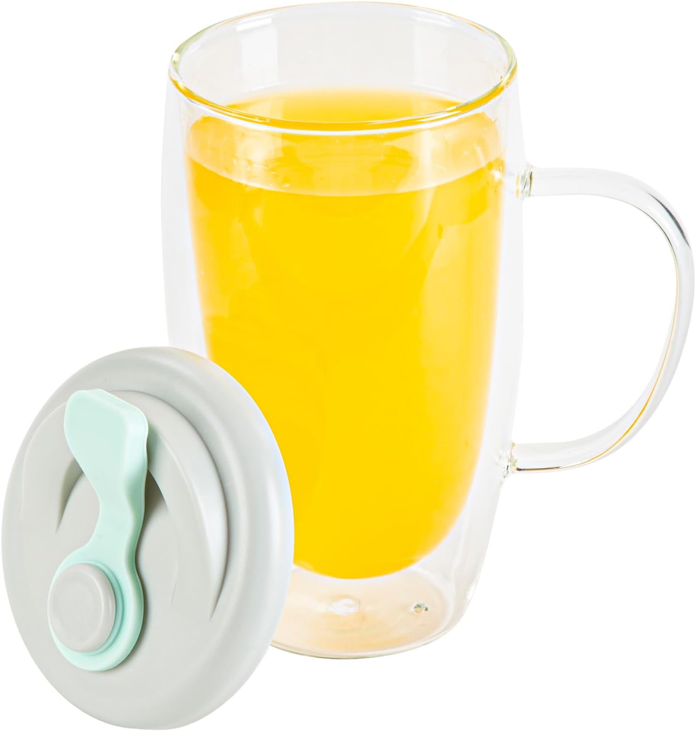 Restaurantware Glass Travel Mug 1 Count 15 Ounce Double Wall Borosilicate Reusable Coffee Cup, Spill-Resistant Gray and Green Silicone Lid, Clear Drinkware Mug for Hot and Cold Beverages - Image 10