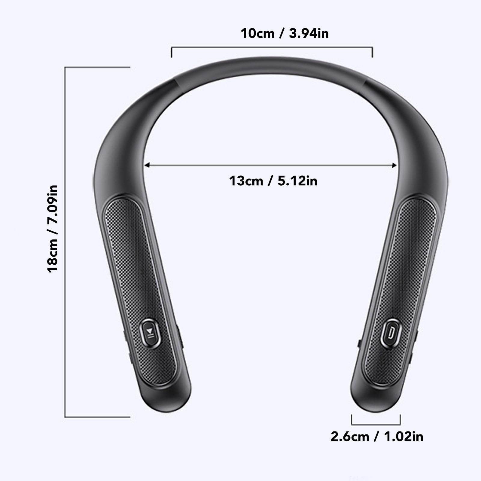 Altavoz Inalámbrico con Banda para el Cuello, Sonido Estéreo 3D Recargable, Tiempo de Reproducción de 12 Horas, Liviano 90 G, Resistente Al Agua IPX4, Micrófono Incorporado, Parlantes 5Wx4,