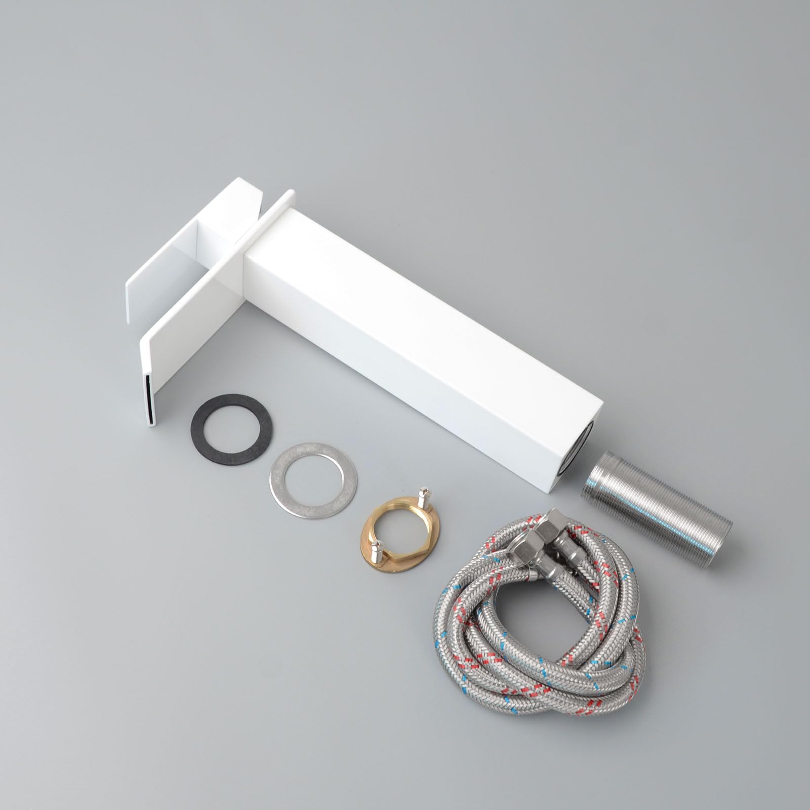 PHASAT Grifo de Baño Alto Cascada Grifo de Lavabo con Caño de 205mm de Altura, Mezclador Monomando Lavabo PTMP19W