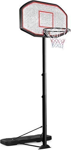 Goplus Aro de baloncesto portátil para exteriores, soporte de baloncesto ajustable de altura de 6.5 pies y 10 pies con ruedas, tablero de 44