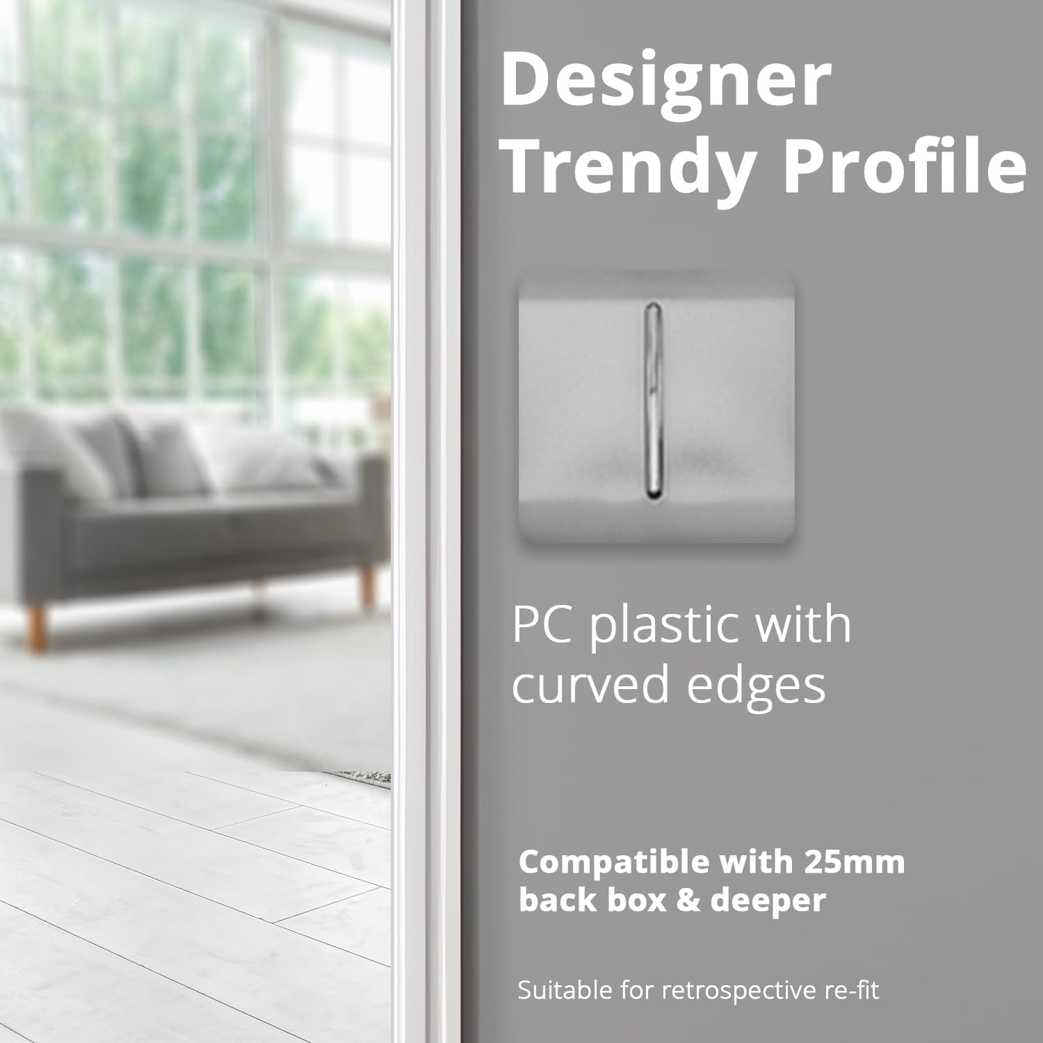 Trendi Switch Fan Isolator 10A Triple Pole Chrome Rocker Switch in Brushed Steel - Image 4