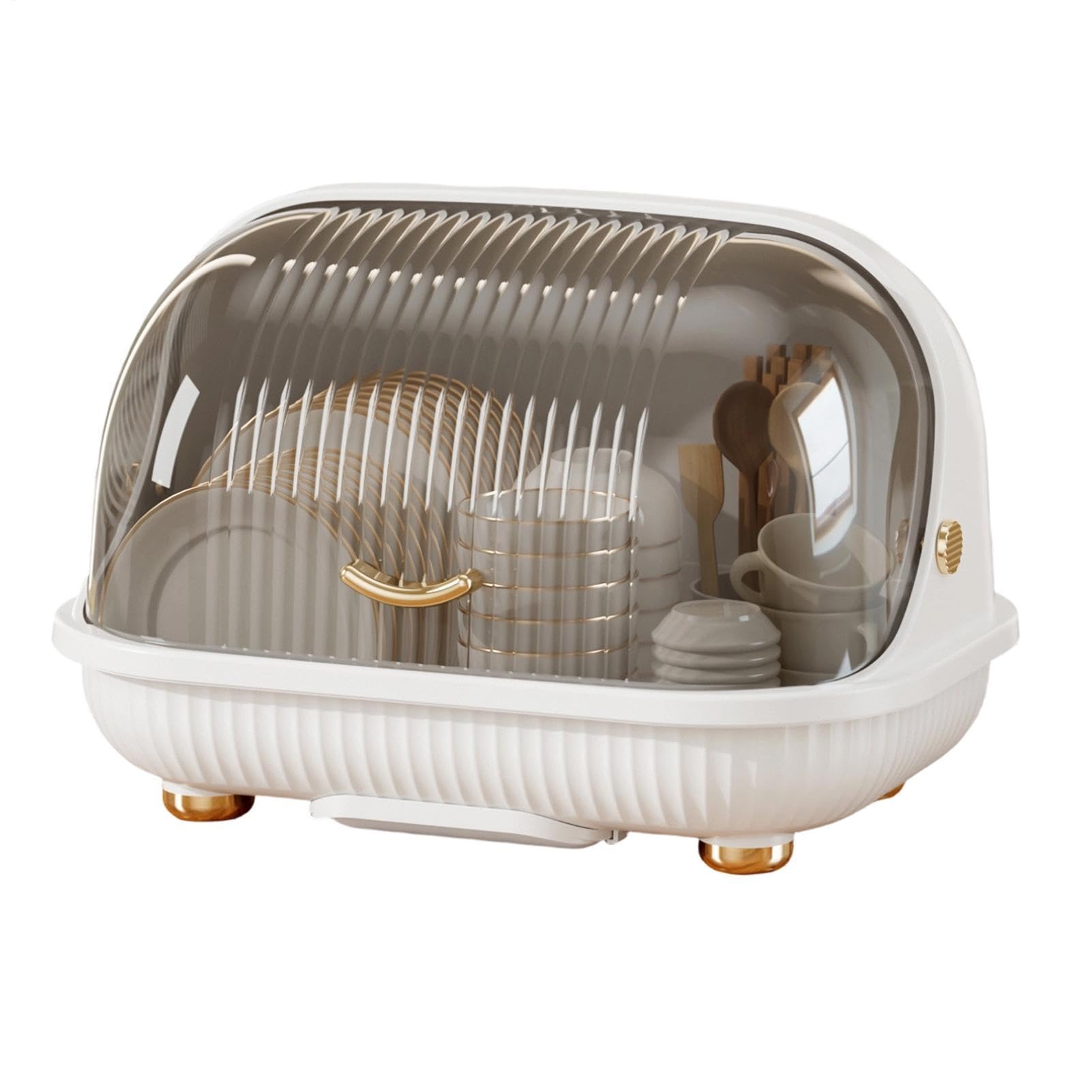 Escurridor de Platos con Tapa Polvo y Asa | Escurridor de Cocina para Tazas, Biberones, Platos, Vasos, Apartamento Pequeño, Autocaravana, Despensa