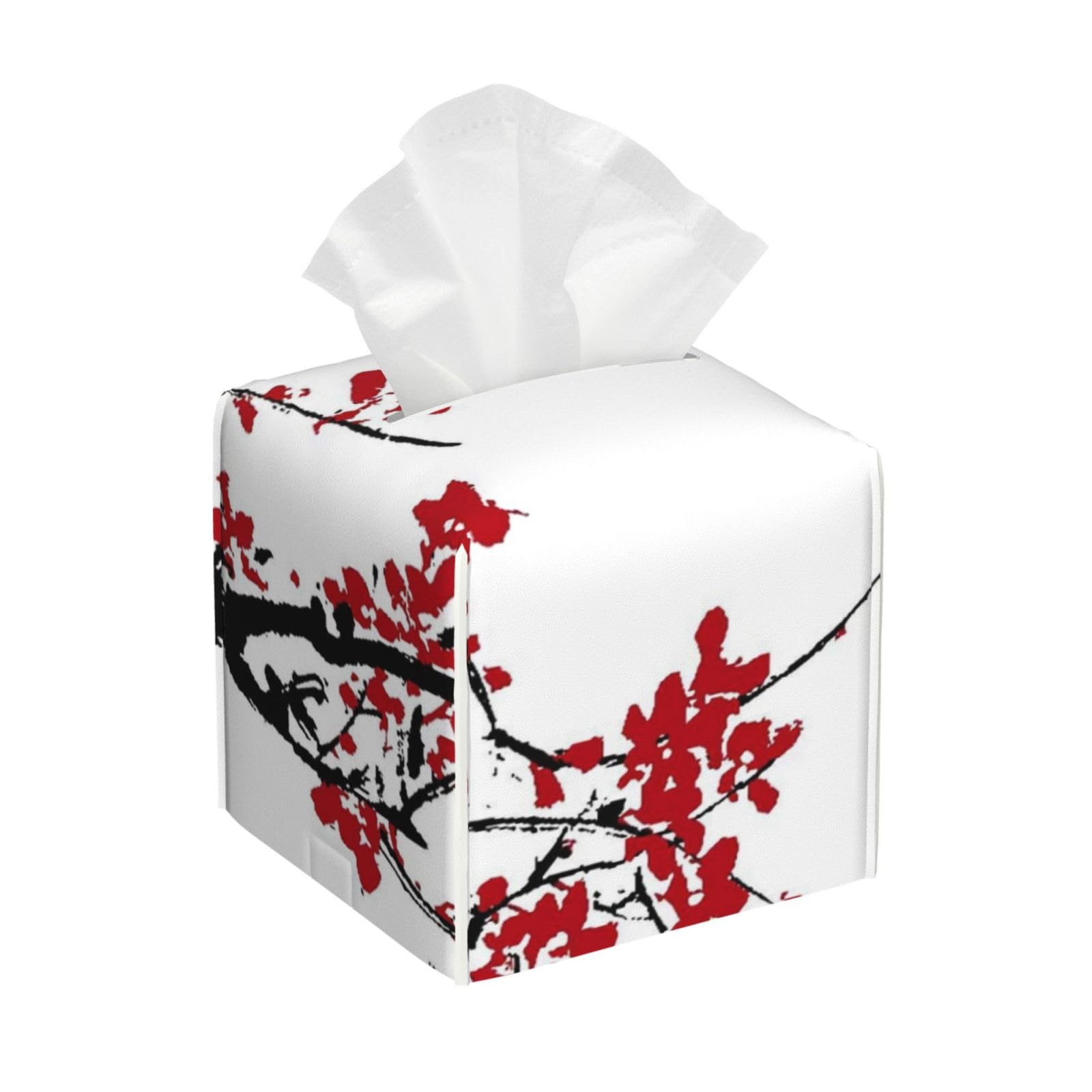 Cherry Blossom Beautiful Flower Branches PVC Cube Tissue Pack for Home Office Bathroom Use