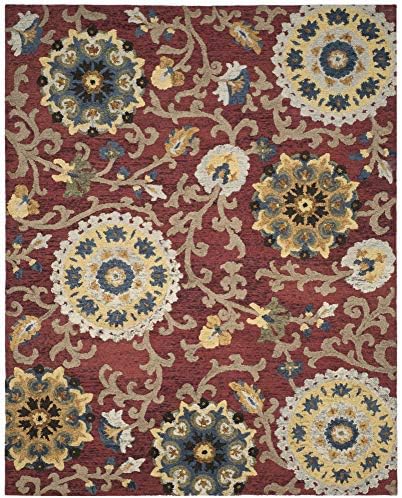 SAFAVIEH Blossom Collection 8' x 10' Red / Multi BLM401C Handmade Premium Wool Area Rug