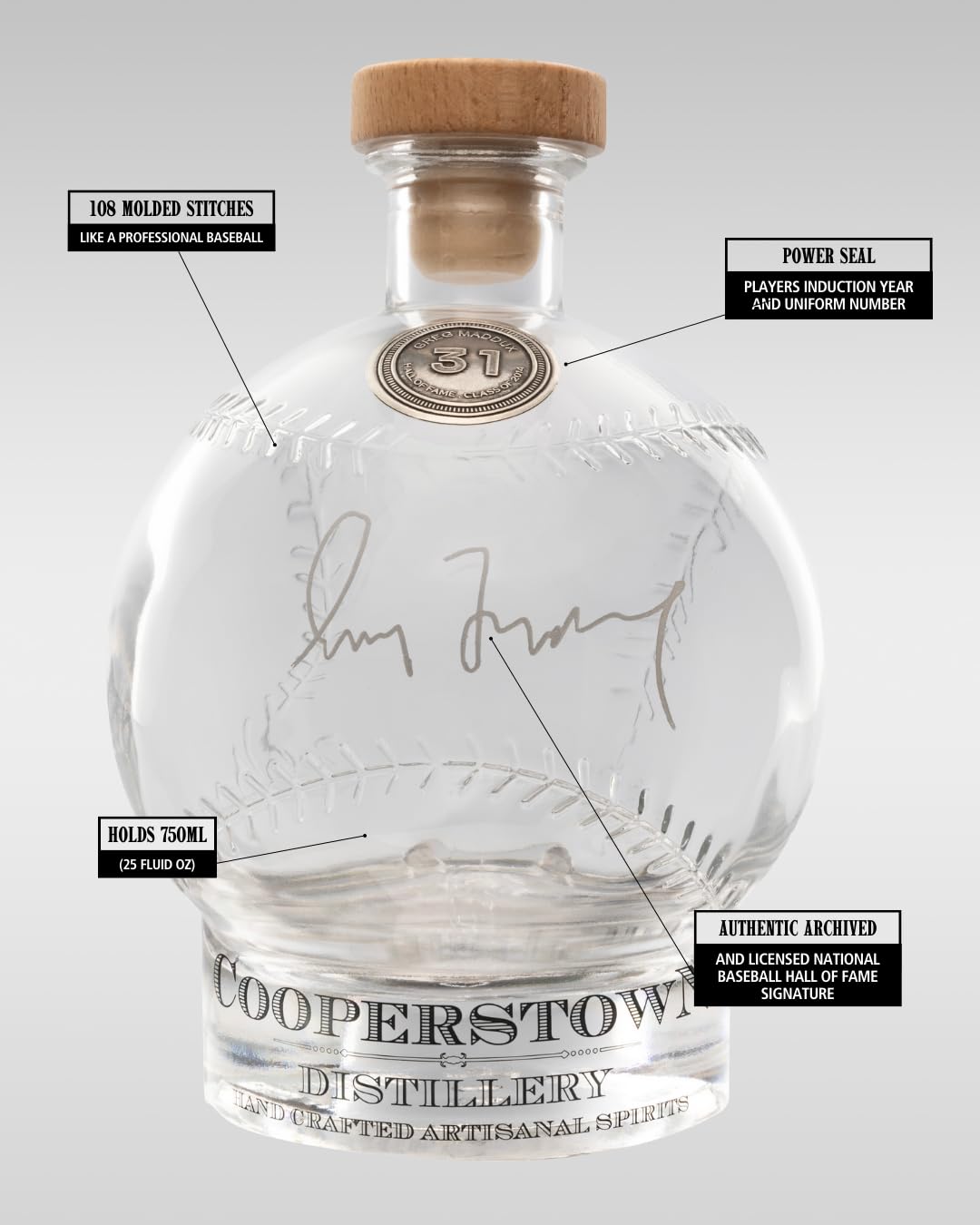Cooperstown Distillery Greg Maddux National Baseball Hall of Fame Liscensed Engraved Signature Series Decanter | 750mL