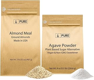 Pure Original Ingredients Almond Meal and Agave Powder Bundle, Various Sizes Gluten-Free, Baking