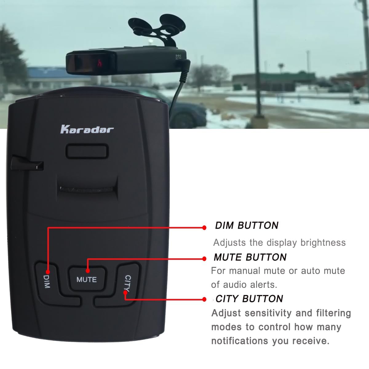 Rilevatore radar X/K/Ka Band & Laser Detection, rilevabile polizia Speed Trap Detector per auto LaserEye e False Alert Filtering S360 (KARADAR)