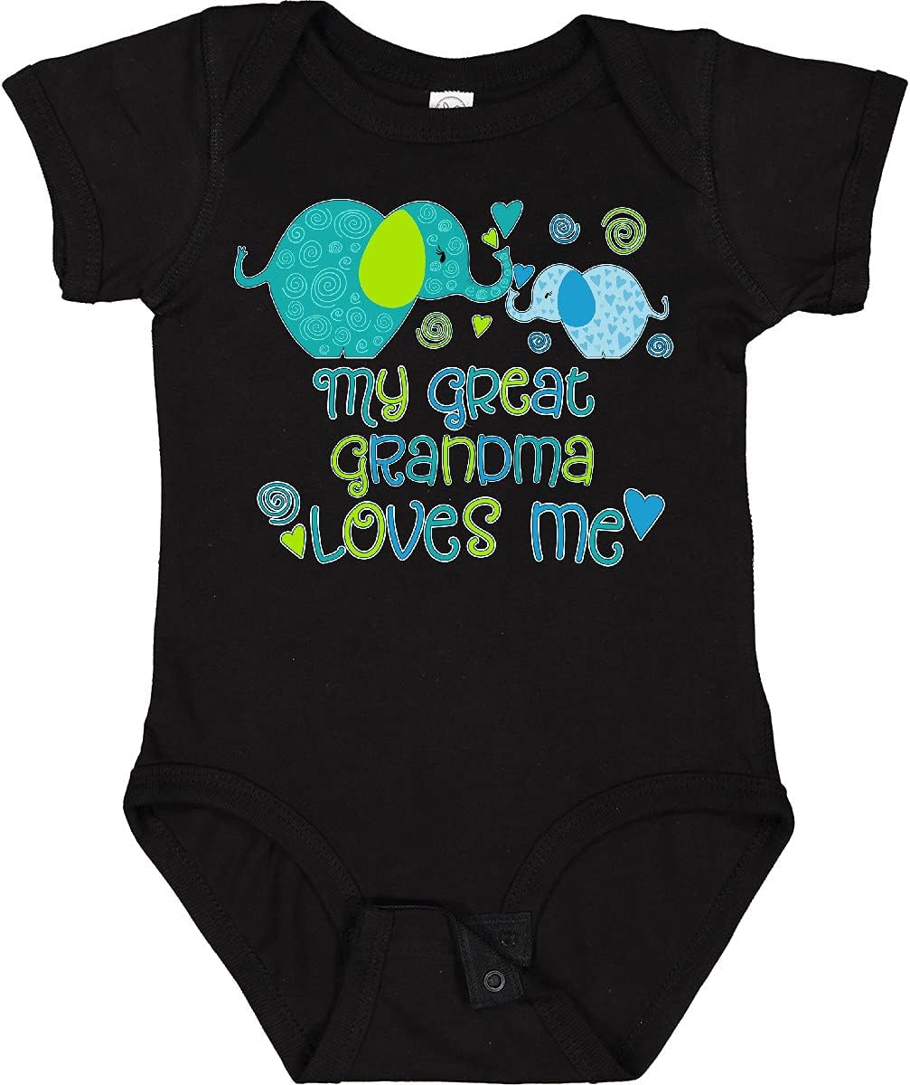 inktastic My Great Grandma Loves Me- Cute Elephants Baby Bodysuit