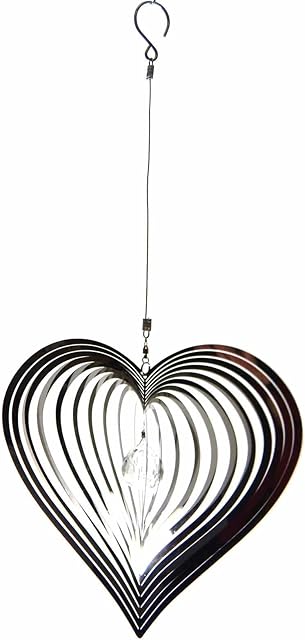 Hanging Stainless Steel Garden Wind Spinner Sun Catcher Crystal - Large Heart