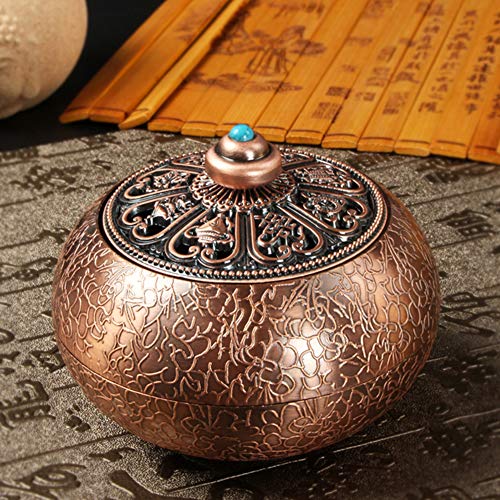 IBLUELOVER Encensoir Vintage Brûle-Encens en Alliage Bronze Brûleur d'Encens Bouddha Autel Brûleur à Arôme Porte-encens Support Encens Charbon Décoration...