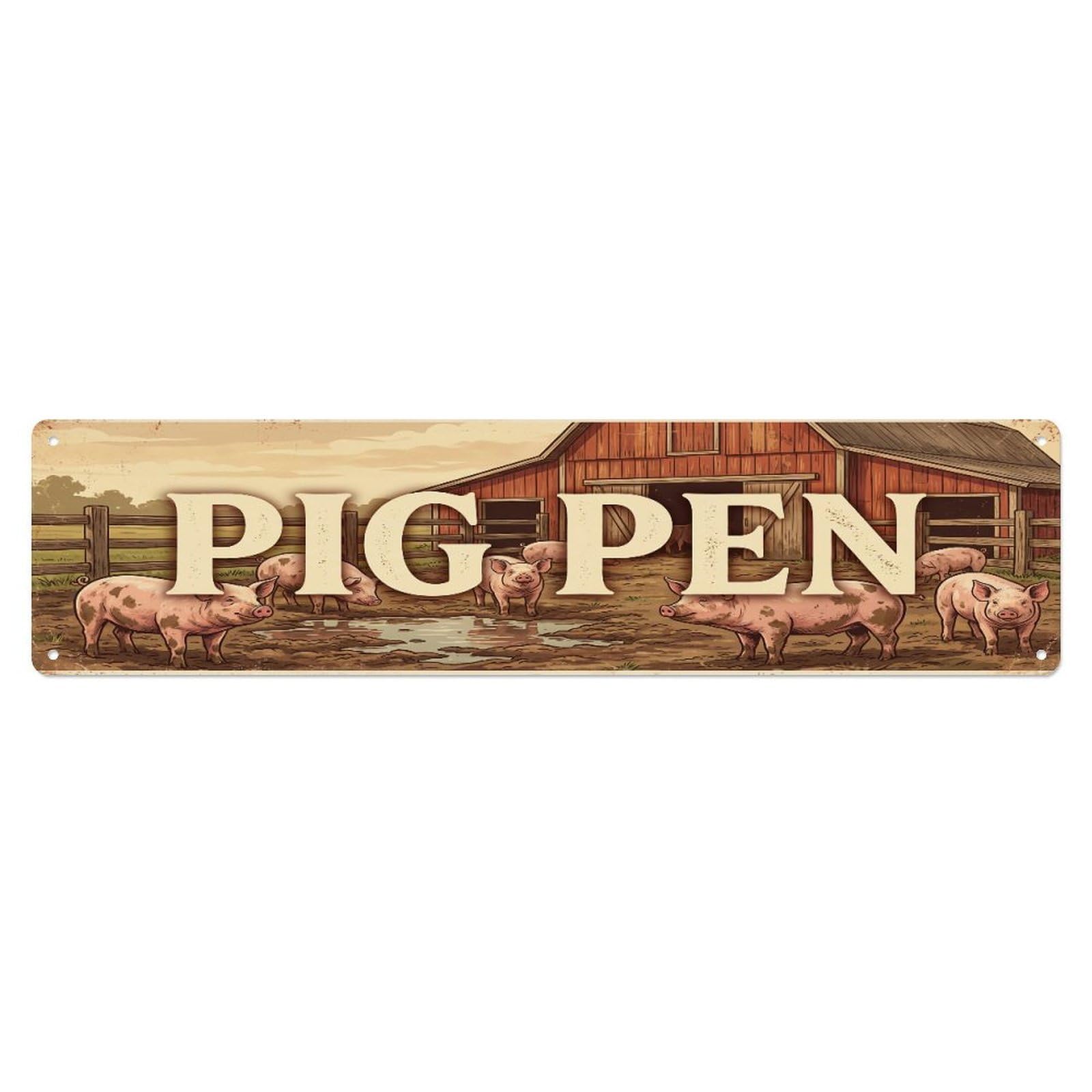 Xanthor Style Metal Tin Sign Vintage Barn Oink Pig Farmhouse Funny Pig Backyard Farm