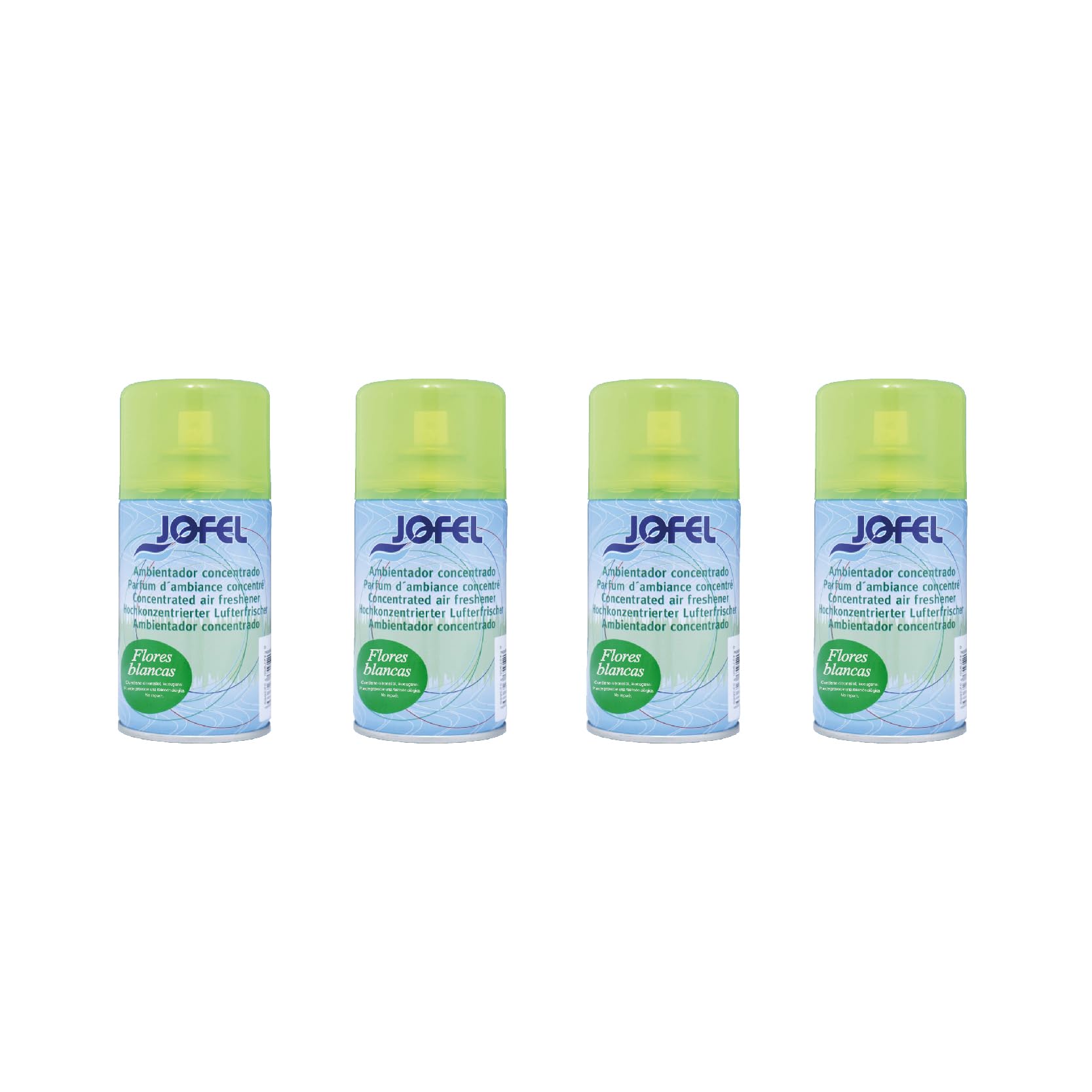 Jofel - 4 Recambios de Ambientador Concentrado Perfume Flores Blancas, Capacidad 250ml/​ud, Efecto Inmediato y Persistente, Ambientadores para Perfumar Ambiente, AKA2022 Válido para Modelo Atlántica