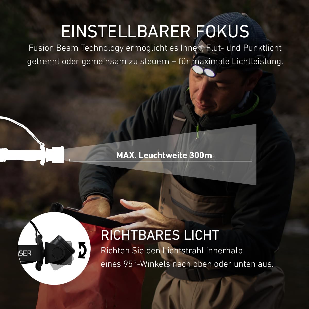 Ledlenser 502124 H19R Core Stirnlampe LED, 3500 Lumen, aufladbarer Lithium Akku, wasserdicht IP67, Constant Light, Fusion Light, USB Magnetladekabel, Headlamp, Kopflampe, Schwarz, Leuchtweite 300 m
