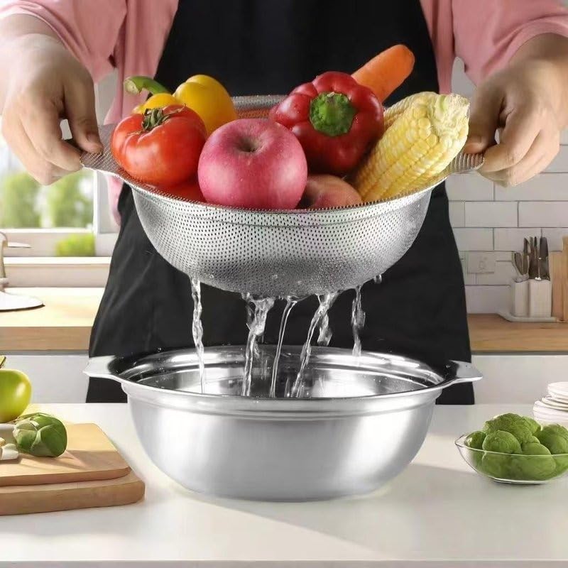 Image of Durable Kitchen Stainless Steel Rust Proof Rice Bowl with Easy Grip Handle for Curry Soup Snacks Serving Use