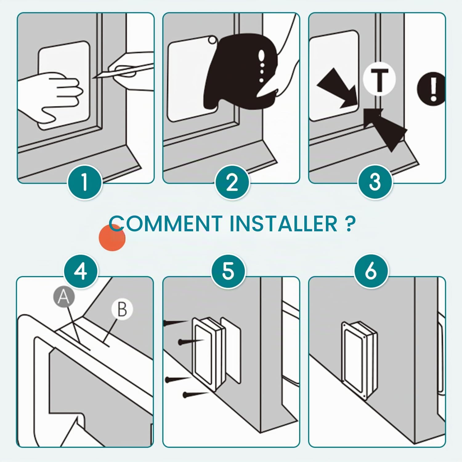 Nobleza - Chatière pour Chat avec Magnétique à 4 Voies, Chiens ou Petits Animaux Contrlable Verrouillable Facile à Installer, Porte pour Animaux de Compagnie pour Chats et Petits Chiens (Blanc, L)