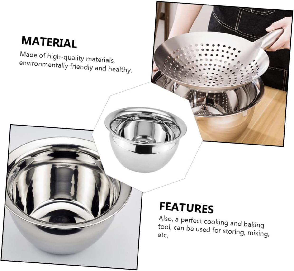 304 Stainless Steel Oil Basin Large Salad Bowl Kitchen Bowl Food Storage Container