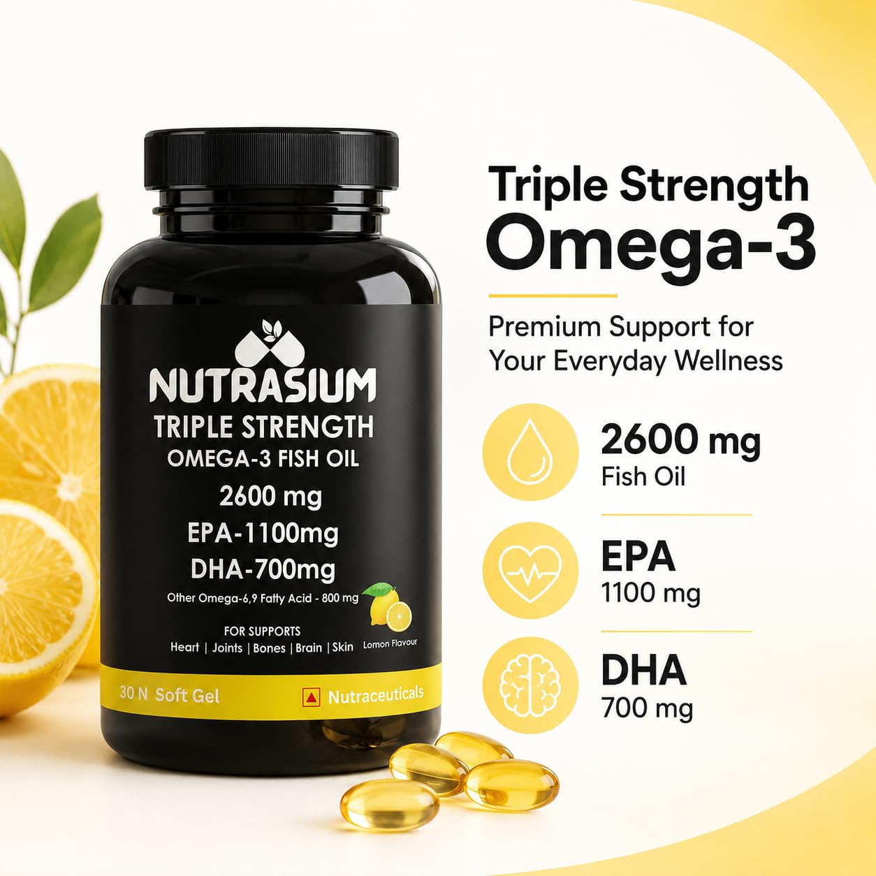 Nutrasium Omega-3 Fish Oil 2600mg | Heart Brain Eye Joints | 60 Softgels — Amazon image 2
