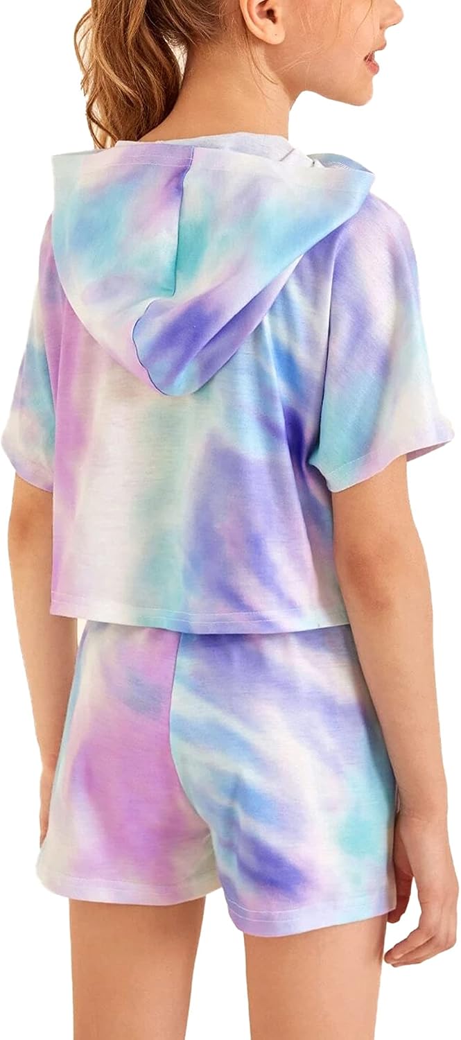 Girls Tie Dye Clothes Outfits Set Jogger Suits Sweatsuits Tracksuits Sweatshirts Hoodies Shorts Sets
