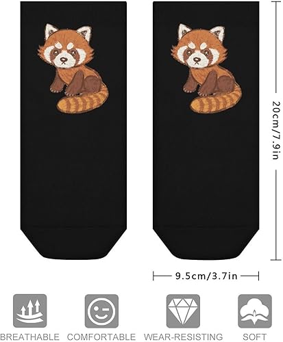 Miniatura 2 de Calcetines tobilleros de panda rojo de dibujos animados, calcetines antideslizantes de corte bajo para hombres y mujeres
