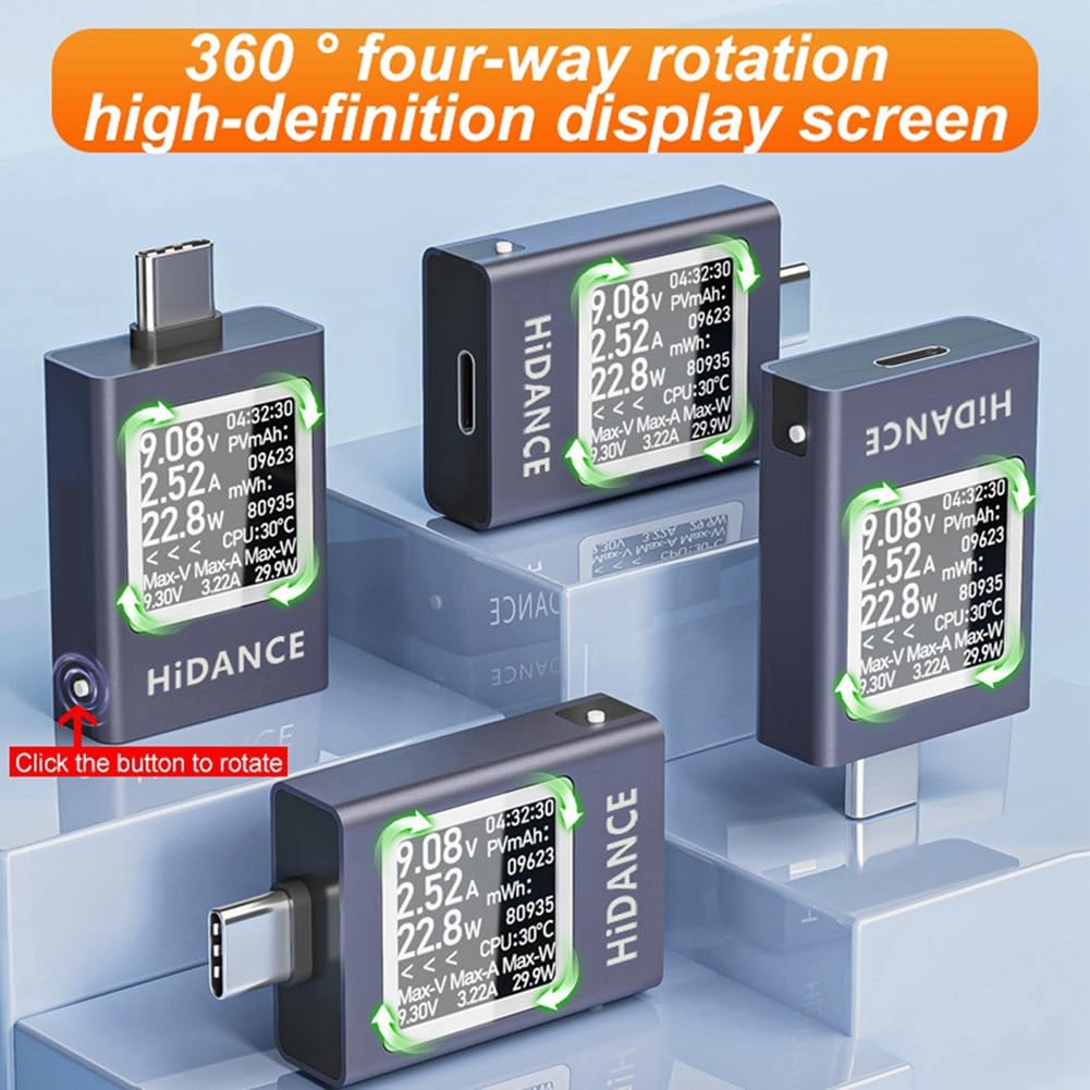 ISTOVO HDC-085C DC 4,5-50 V 0-12 A PD3.1 Multifunktions-Digitalanzeige DC-Spannung Amperemeter Leistungsmesser Typ-C-Zellenladetester