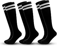 ZXOLDZX 3 Pairs Striped Knee High Soccer Socks for Kids 6-12 - Breathable Football Tube Socks Boys Girls Youth Sports
