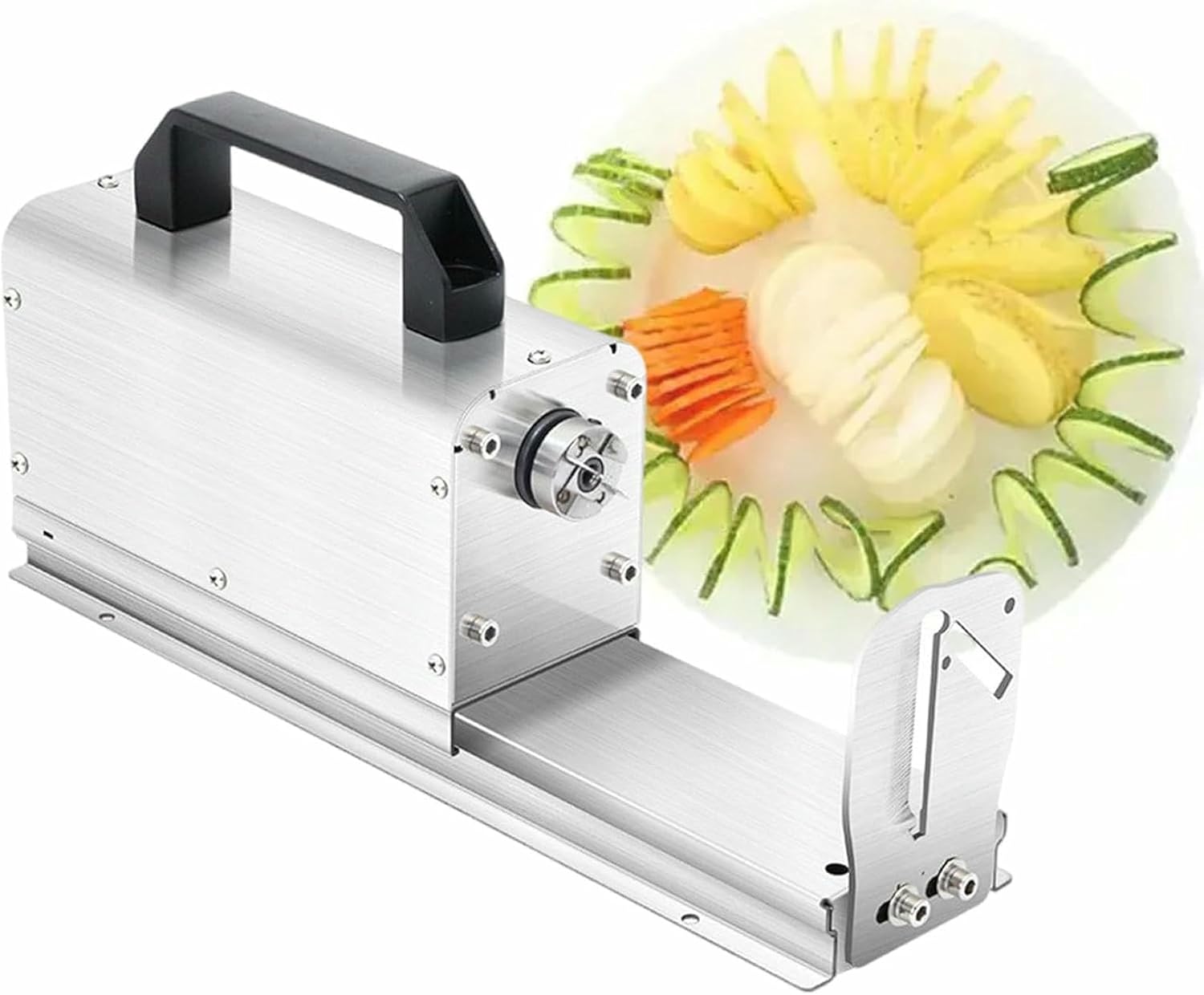 Electric Potato Spiral Cutter, Commercial Stainless Steel Automatic Tornado Potato Tower Machine, Suitable for Cucumber, Potato, Carrot, Home Kitchen~/