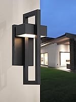 Vista 2 de LamQee Luces de Pared Exteriores Modernas, Iluminación Exterior Integrada de 3000K, Apliques de Pared LED, Luces de Montaje en Pared Mate Negras