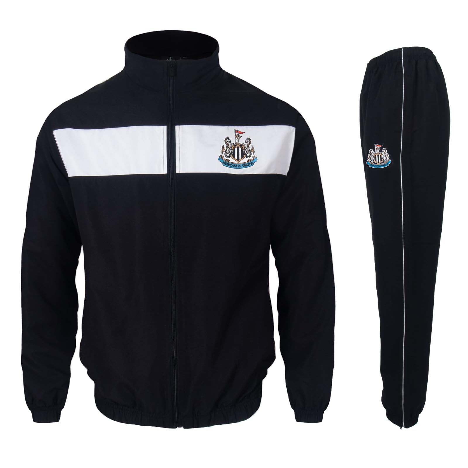 Newcastle United Men's Black/White Fc Official Gift Jacket & Pants Tracksuit Set 3XL