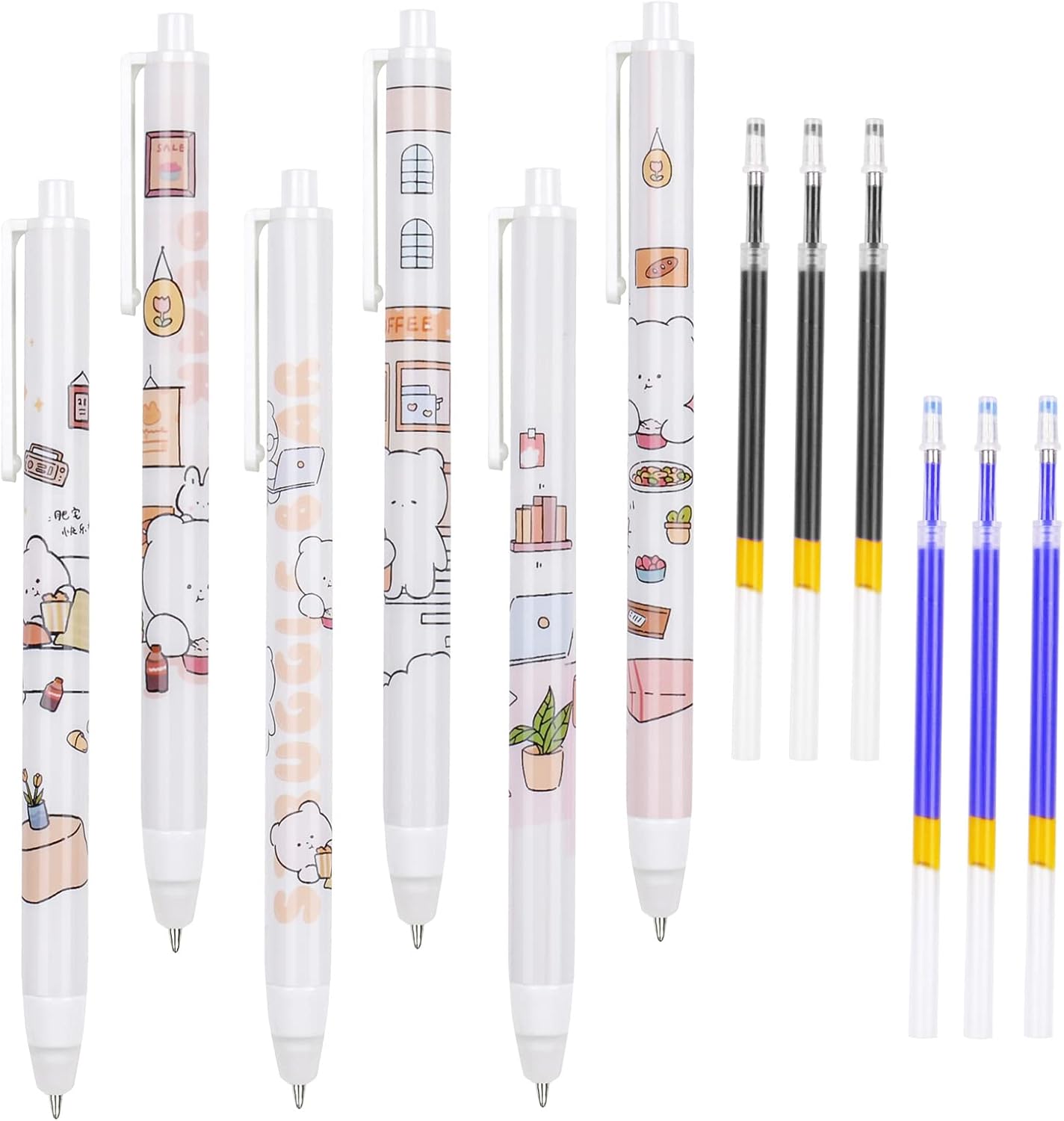 Vicloon Erasable Gel Pens, 6pcs Rollerball Erasable Pens, 0.5mm