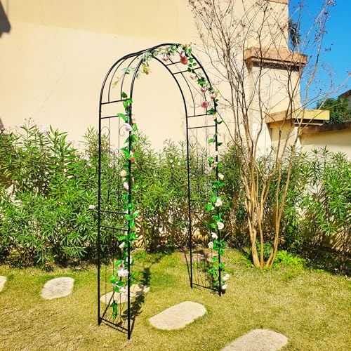 7.9 Ft High x 3.8 Ft Wide Metal Black Garden Arbor Garden Arch Trellis, Wedding Arches for Ceremony, Patio Trellis Archway Pergola, Plants Support Frame for Rose Vines by SCENDOR - Image 7