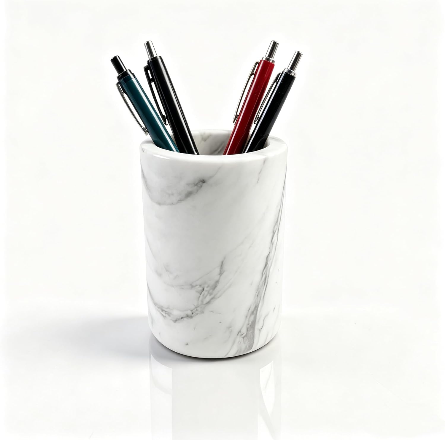 Natural Marble Pen Holder, Handmade Pencil Cup for Office, Minimalist Desk Organizer for Stationery Storage, Elegant Desktop Accessory for Home Office Decor (NS036)