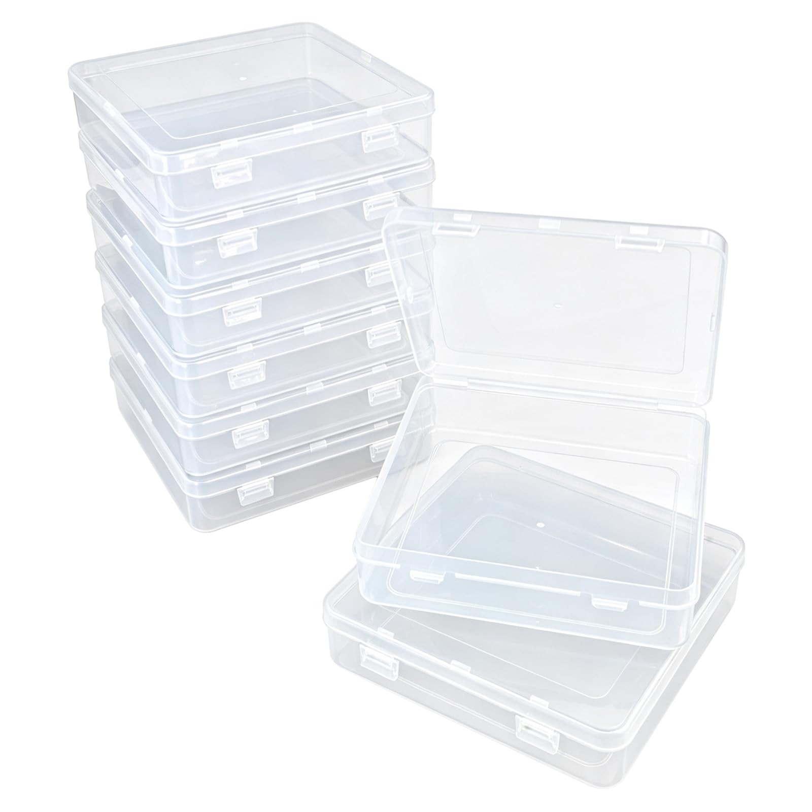 Goodma 8 Pieces Square Empty Mini Clear Plastic Storage Box, 15x15x3.8 cm — image 1