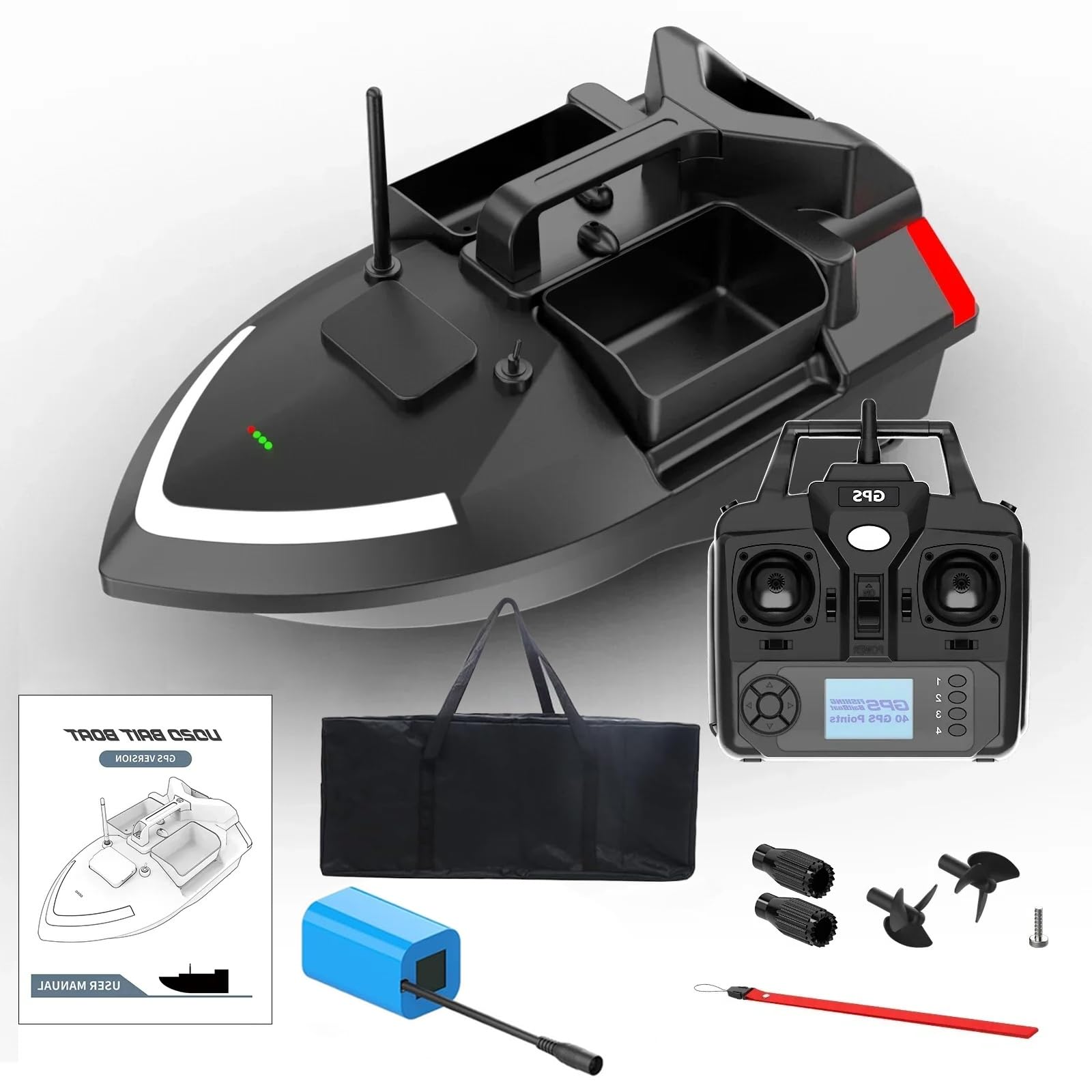 Futterboot mit GPS RC Boot, Fischköder-Boot Angelköder, GPS Cruise KöderBoot Mit 12000Mah Batterie (12000mah)